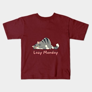 lazy monday cat Kids T-Shirt